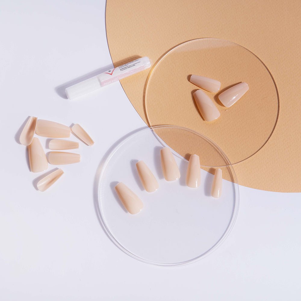 HQ Long Coffin Creamy Acrylic Nails