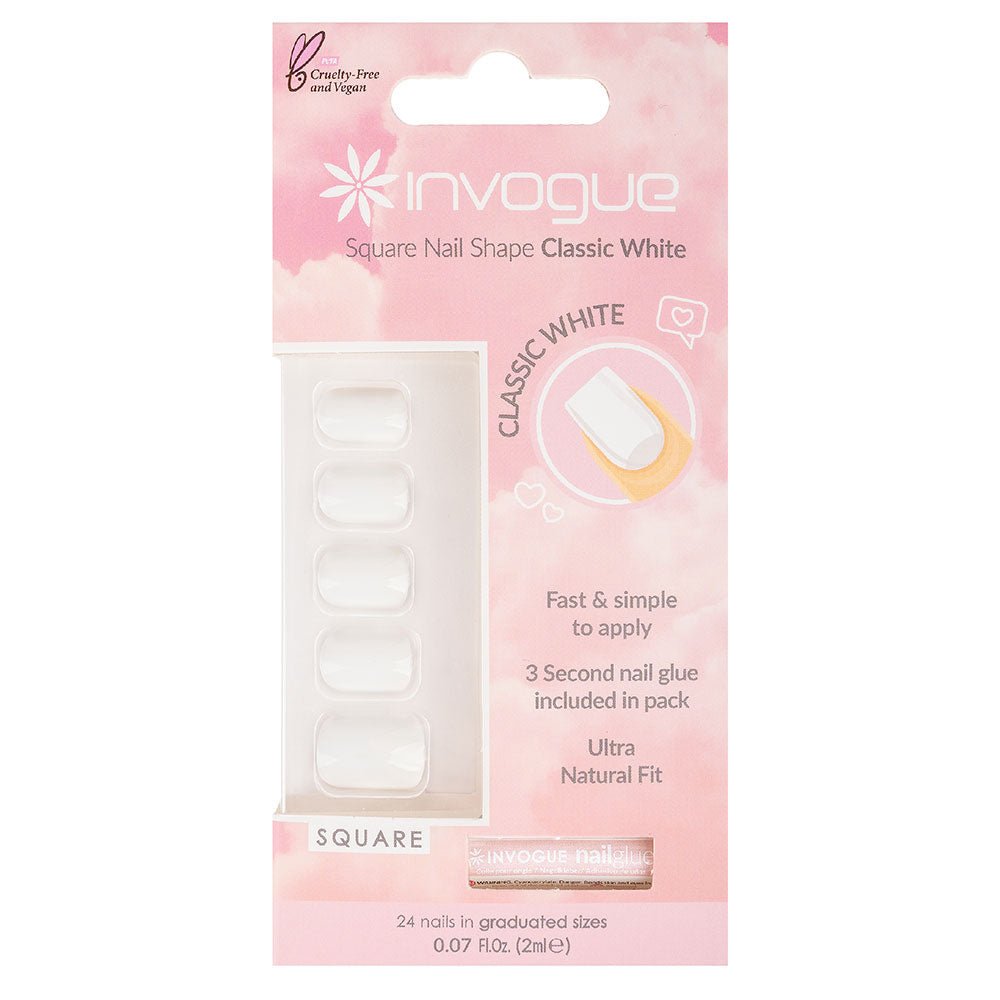 Invogue White Square Acrylic Nails