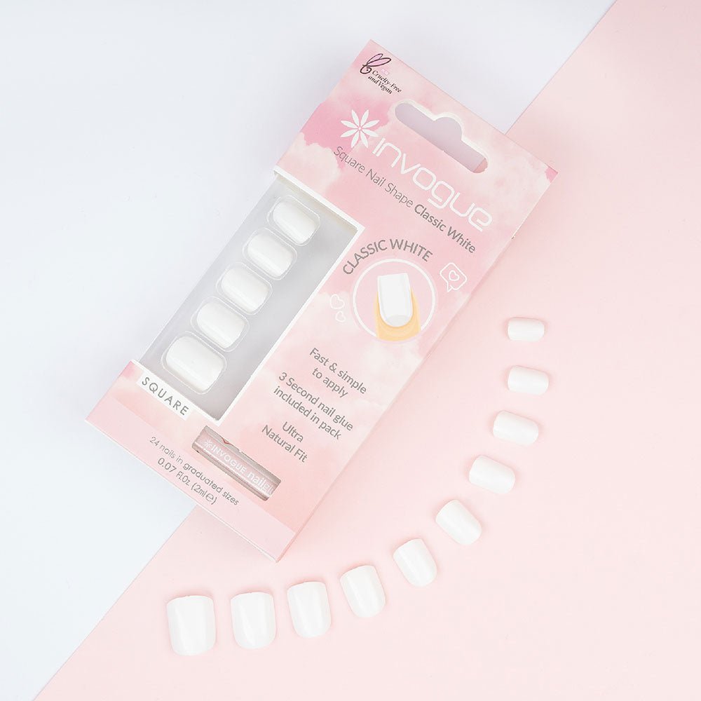 Invogue White Square Acrylic Nails