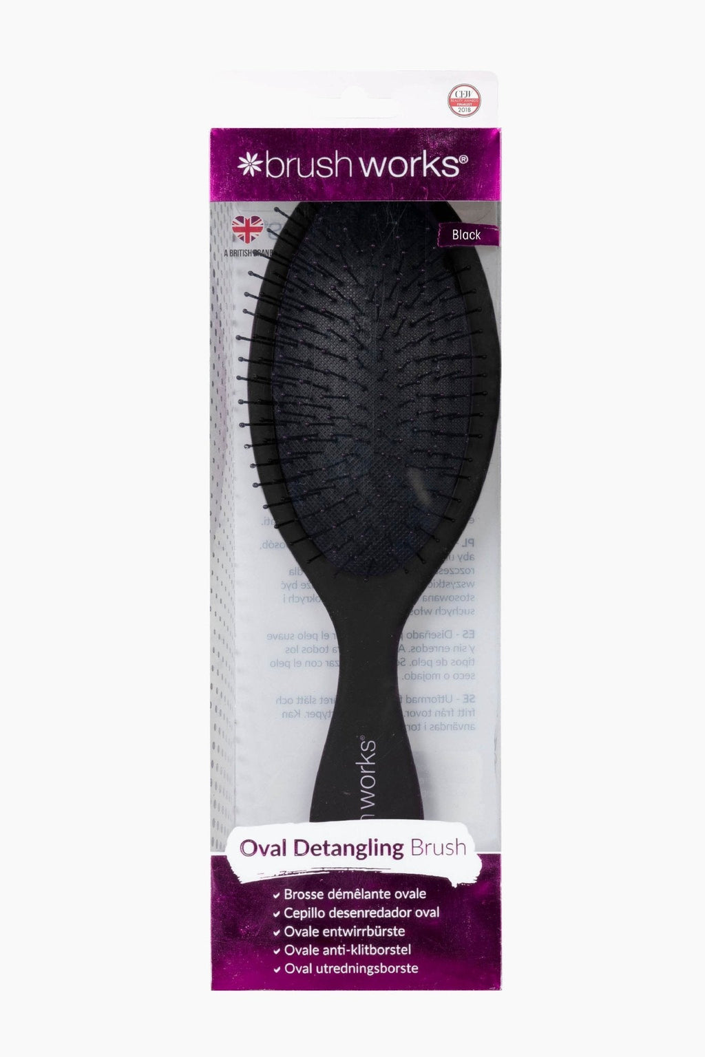 Brushworks Oval Detangling Hair Brush-Black