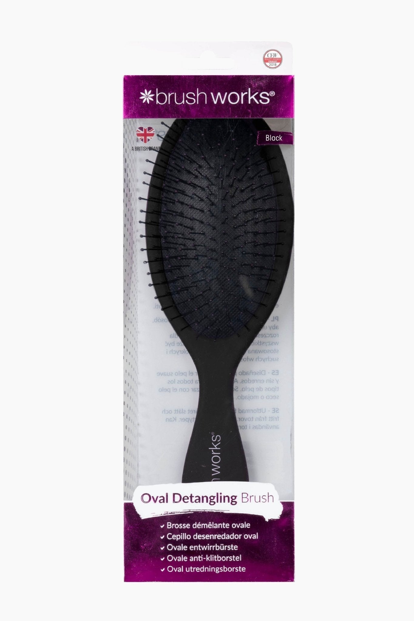 Brushworks Oval Detangling Hair Brush-Black