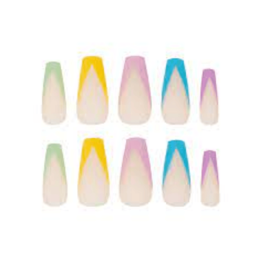 HQ Long Coffin Pastel Tips Acrylic Nails