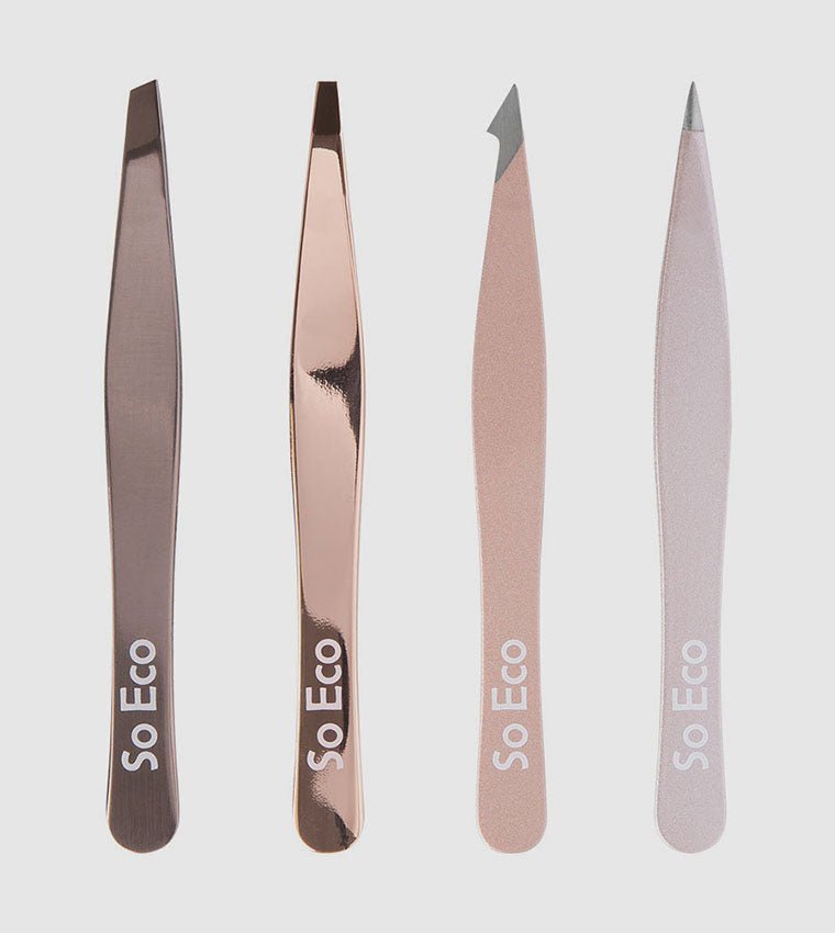 Soeco Rose Gold Tweezers Set 4 Pieces