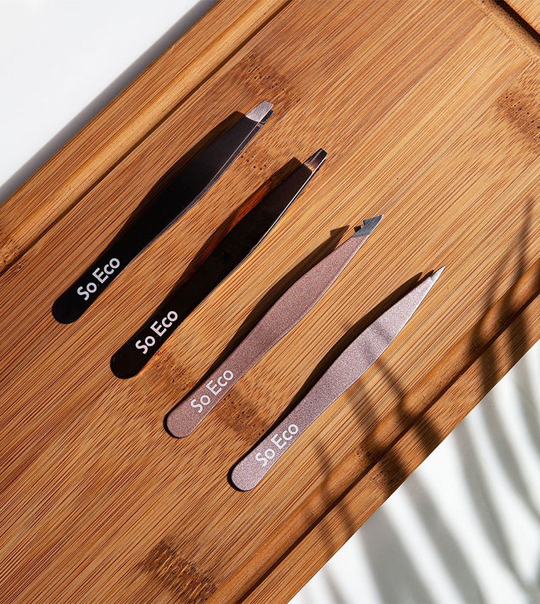 Soeco Rose Gold Tweezers Set 4 Pieces